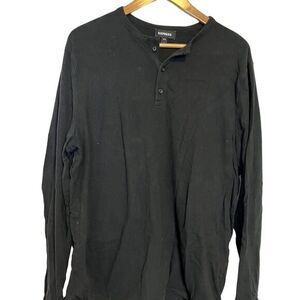 EXPRESS Men's XL Henley T-Shirt Black Long Sleeve Big & Tall